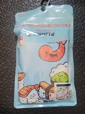 Ironyte Kawaii Sushi with Shrimp Light Blue Boxer Briefs